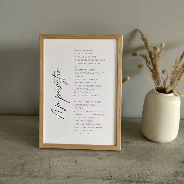 A jó pásztor, keresztény print igével, képkeretben