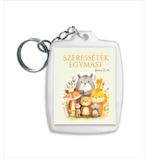 Szeressétek egymást, igés, műanyag kulcstartó