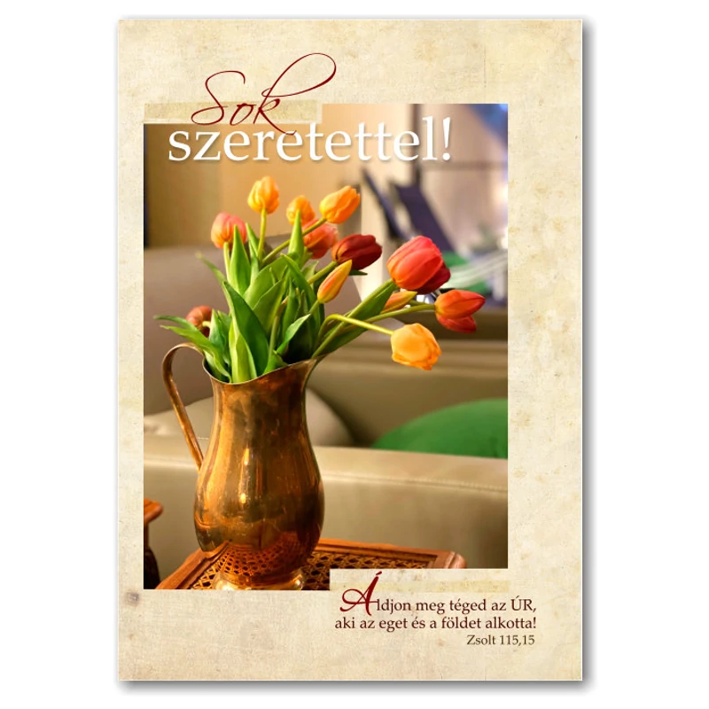 Sok szeretettel, igés, borítékos képeslap