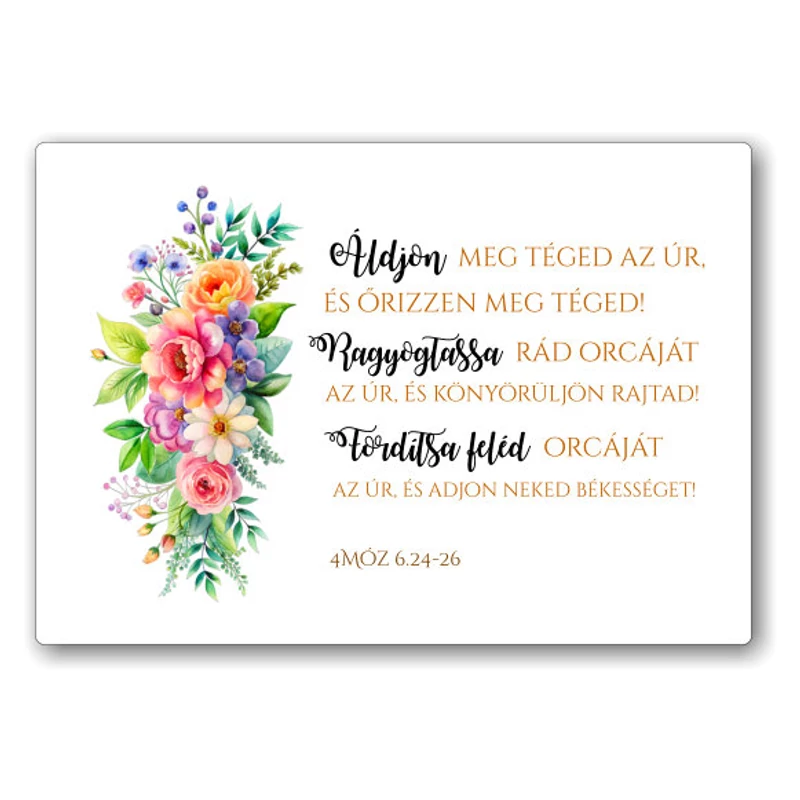 Áldjon meg téged az Úr, és őrizzen meg téged!, igés, műanyag hűtőmágnes