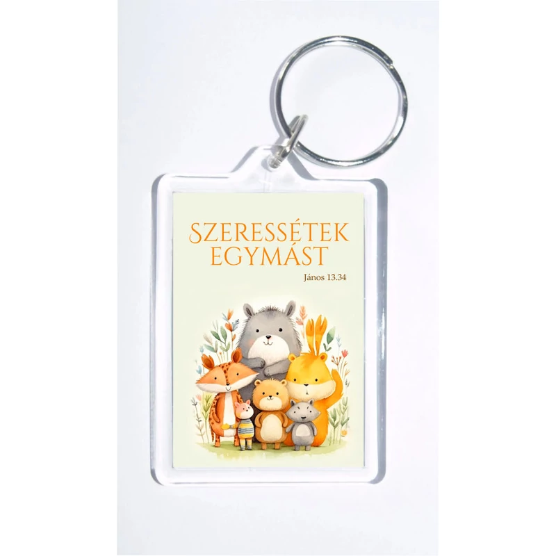 Szeressétek egymást, igés, műanyag kulcstartó